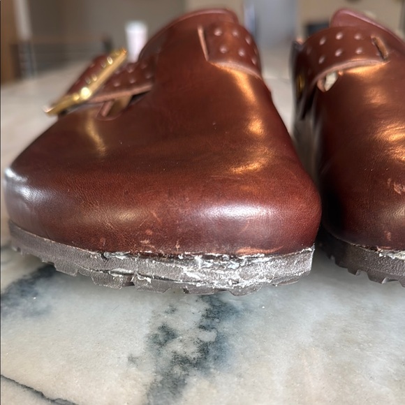 Birkenstock Brown Leather Clogs - Picture 8 of 9